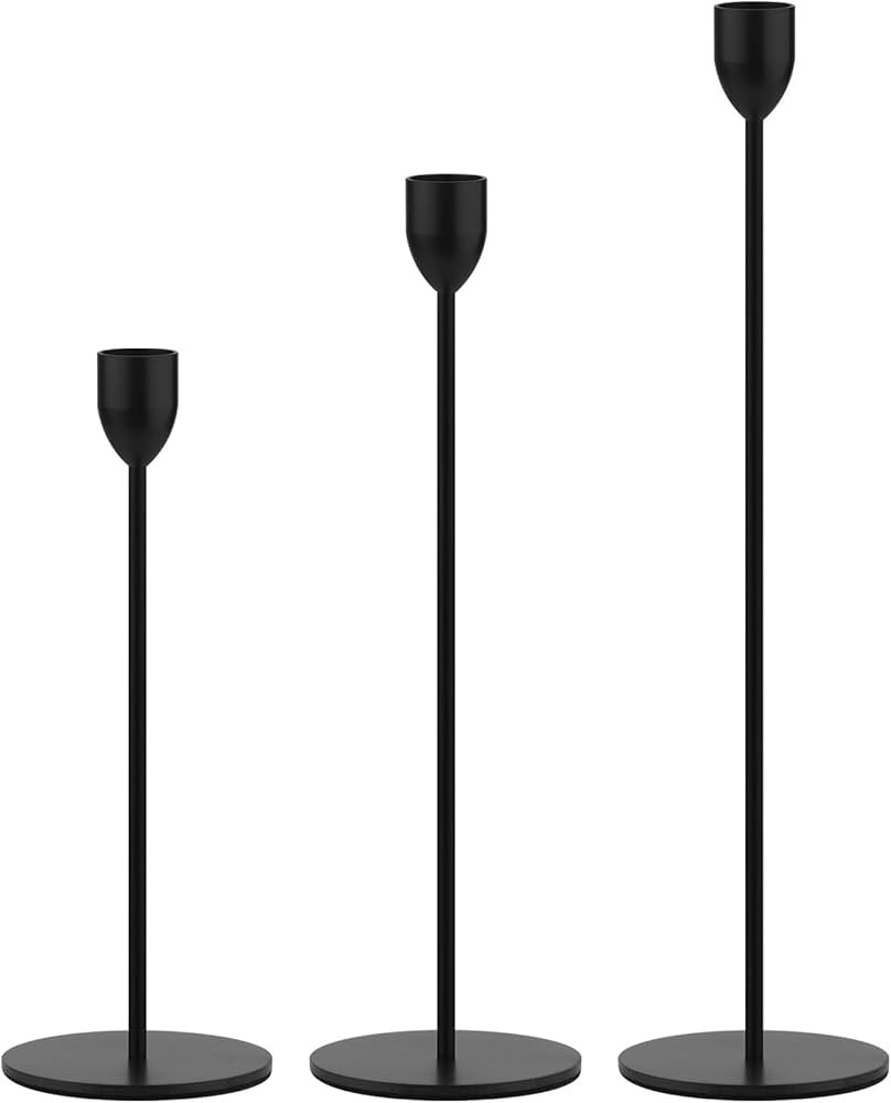 Matal Black Candle Holder - 3PCS Candlestick Holders, Candle Sticks Holder Decor for Pillar Candl... | Amazon (US)
