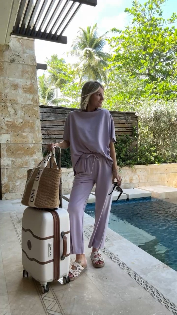 My favorite travel outfit that I have worn so many times! This is perfect for going somewhere tropical! I have it in so many colors! Wearing size small!

Loverly Grey, matching set, travel outfit, spring break, resort wear, vacation outfits, travel finds, suitcase, luggage, straw tote 

#LTKSeasonal #LTKTravel