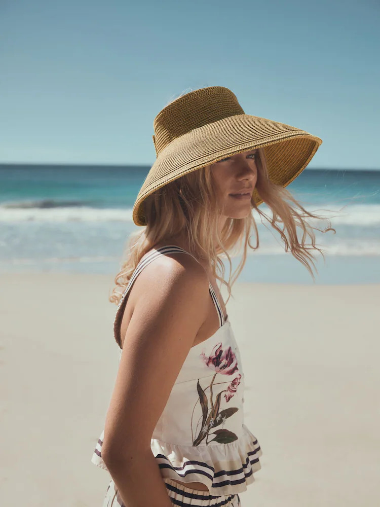 Natural Packable Bow Detail Visor Hat | Next EU