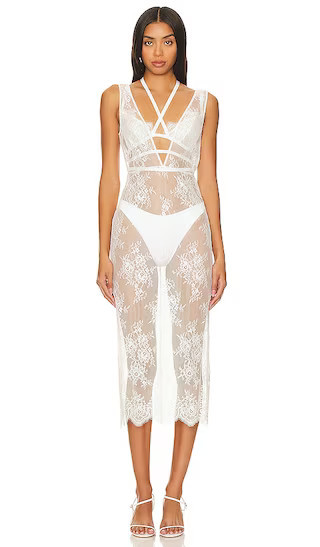 Zola Midi Dress | White Lace Dress | White Midi Dress | Lace Midi Dress | White Sheer Dress | Revolve Clothing (Global)