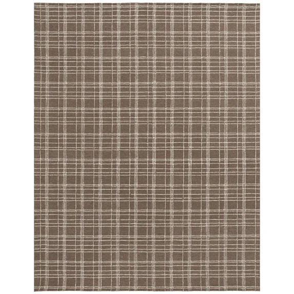 Better Homes & Gardens Beige Plaid Wool Indoor Area Rug, 7'10"x9'10" | Walmart (US)