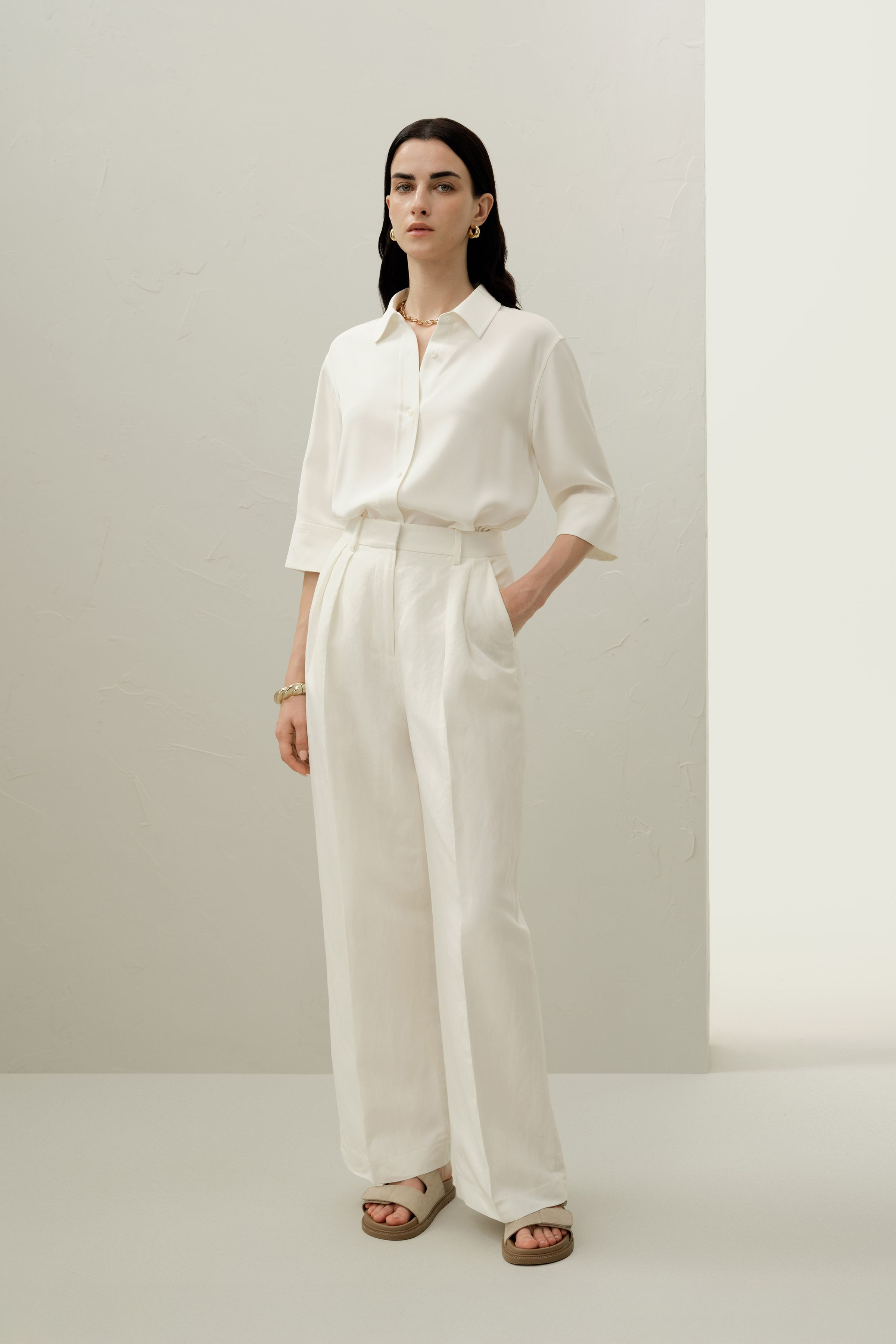 Heavy Silk Crepe Relaxed Half-Sleeve Shirt | LILYSILK