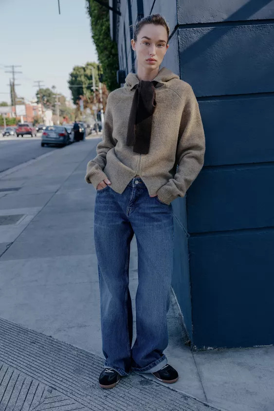 HOODIE CARDIGAN WITH BOW | Zara UK