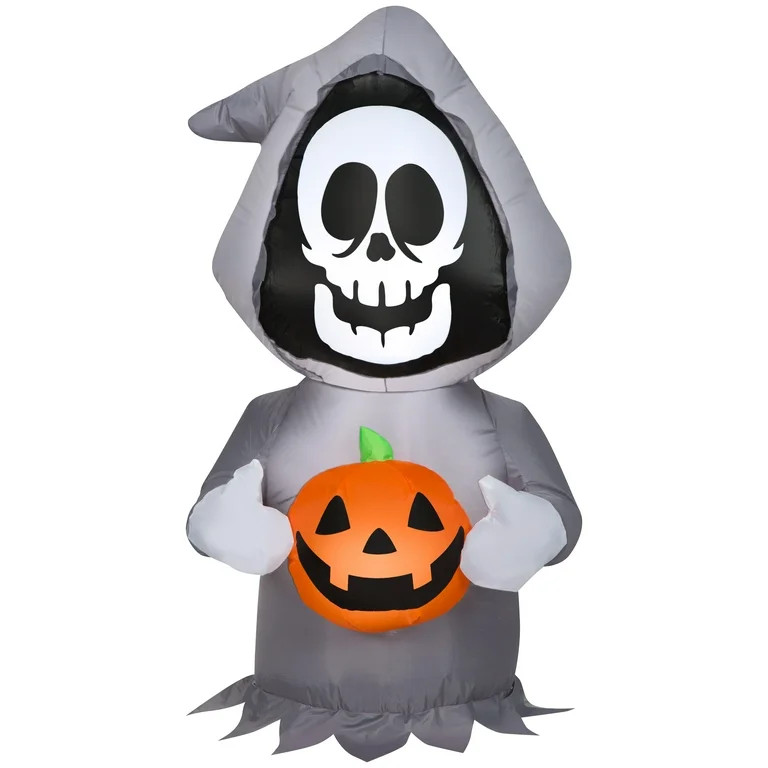 Airblown Inflatables Cute Reaper w/ Jack o Lantern - Walmart.com | Walmart (US)