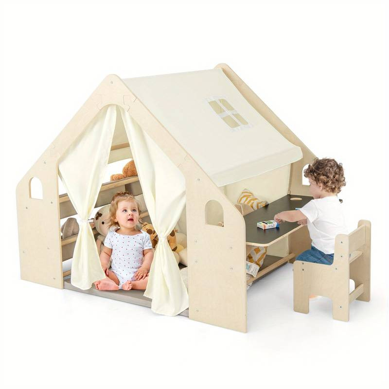 Lifezeal 6 in 1 Kids Playhouse Wooden Play Tent W/blackboard - Temu | Temu Affiliate Program