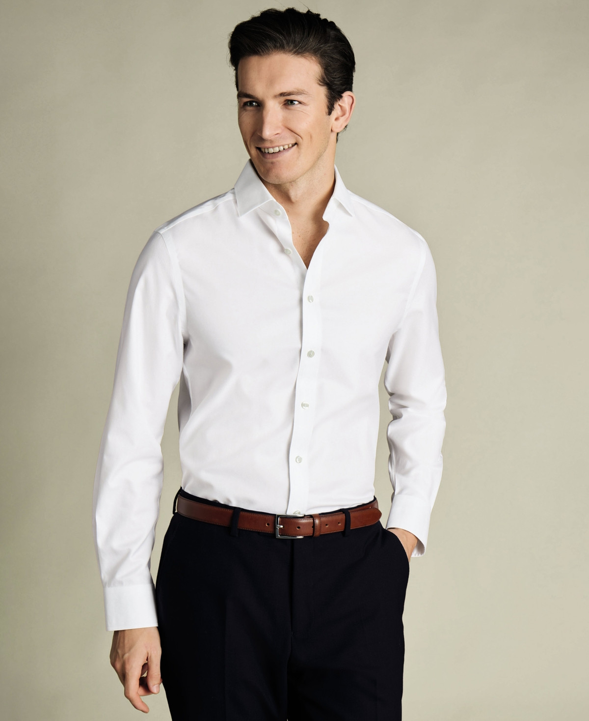 Charles Tyrwhitt Men's Slim-Fit Twill Dress Shirt - White | Macy's