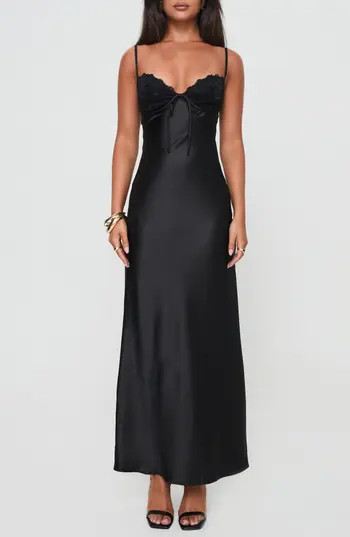 Princess Polly Fayden Bias Cut Slipdress in Black at Nordstrom Rack, Size 8 | Nordstrom Rack