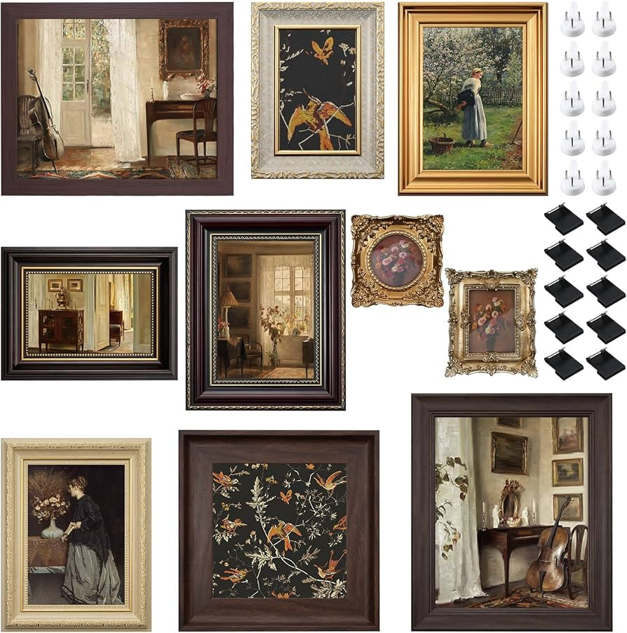 10 Pack Vintage Picture Frames for Wall or Tabletop Display Ornate Vintage Picture Frames Vintage... | Amazon (US)