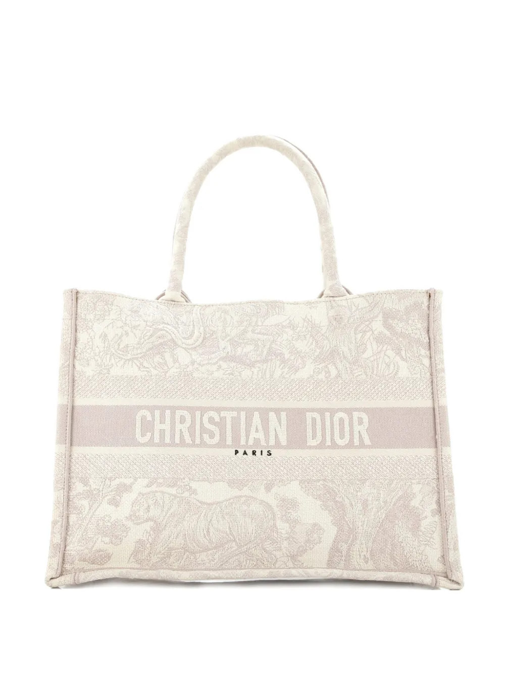 Christian Dior Pre-Owned Book Embroidered Canvas Medium tote bag - Neutrals | Farfetch Global