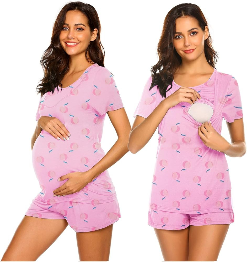 Ekouaer Labor/Delivery/Nursing Maternity Pajamas Set for Hospital Home, Basic Nursing Shirt, Adju... | Amazon (US)