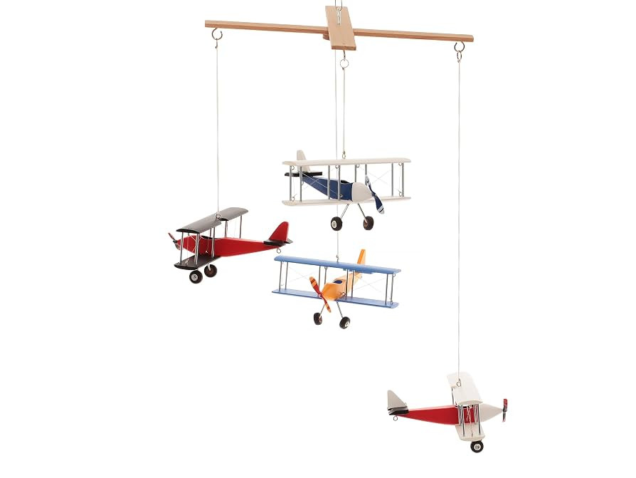 Hanging Airplane Mobile Children Kid Room Nursery Fly Vintage Decor Wooden Multicolor | Amazon (US)