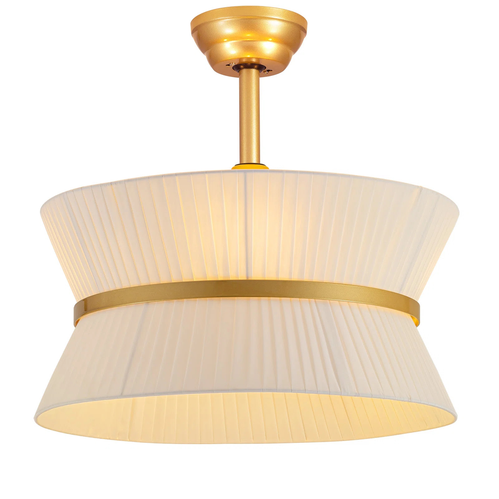 Boho Fandelier Ceiling Fan with Light and Remote Rattan Chandelier Fan Fabric Chandelier Fan Gold... | Wayfair North America