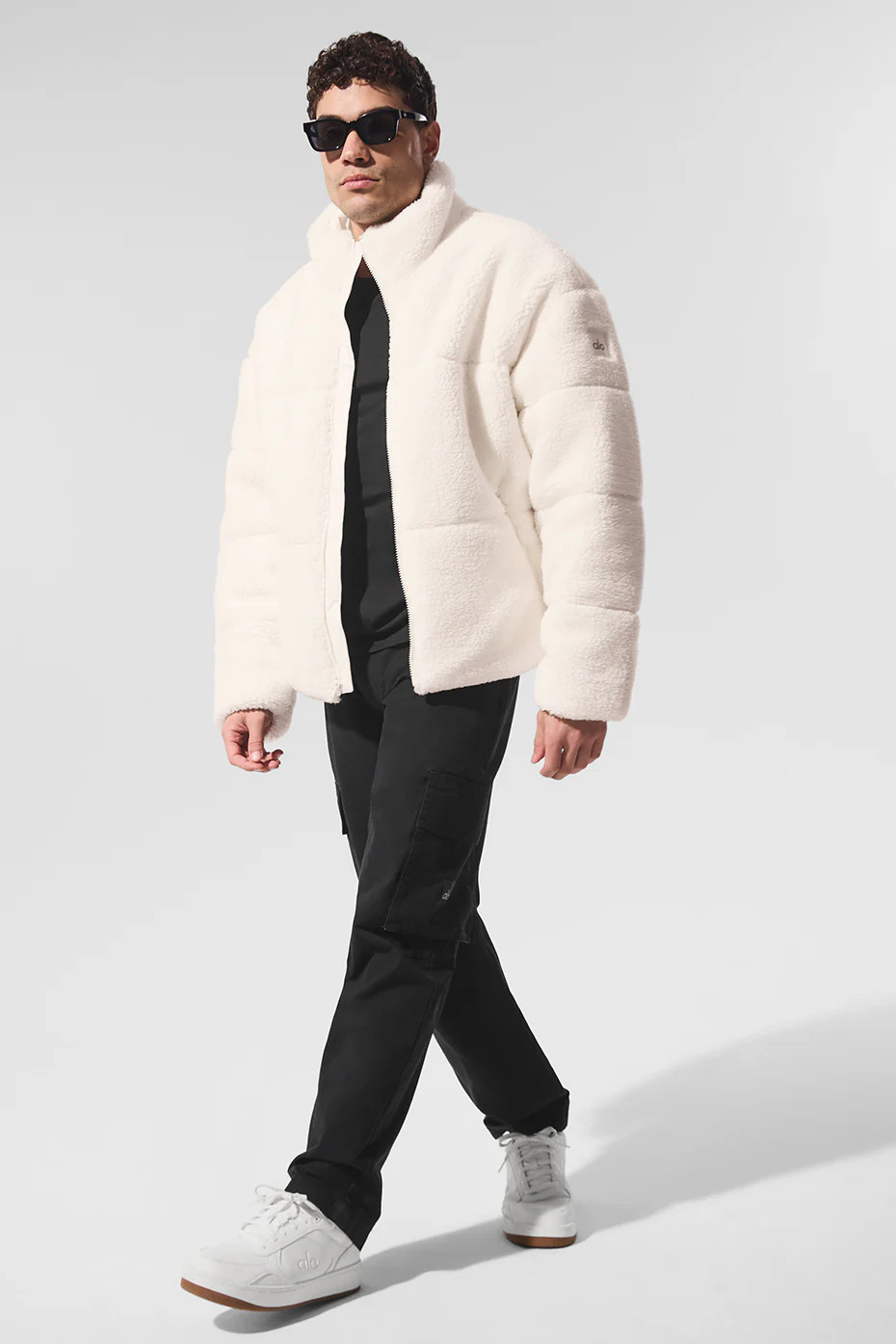 ALO | Sherpa Stage Puffer Jacket in Ivory White, Size: Large | Alo Yoga (US)