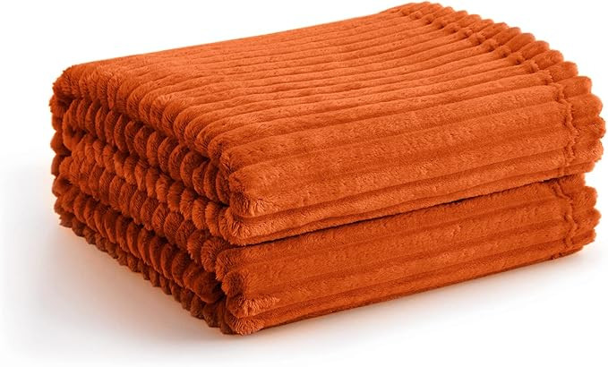 Vessia Flannel Fleece Throw Blanket(50X70 Inch, Orange), Lightweight Couch Blanket, Warm Cozy Sof... | Amazon (US)