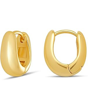 Amazon Essentials 14K Gold or Sterling Silver Plated Teardrop Huggie Hoop 12mm | Amazon (US)