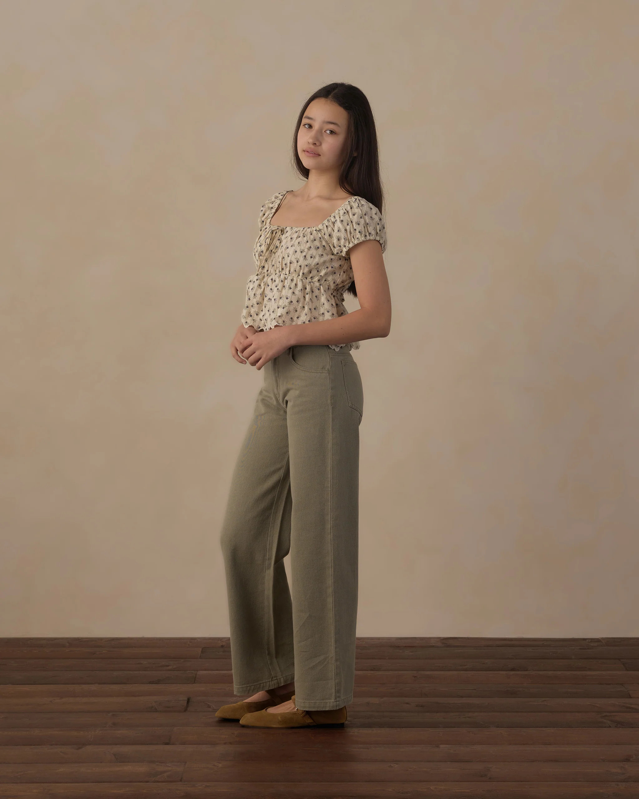 Teen Baggy Wide Leg Denim Dark Sage | Rylee + Cru