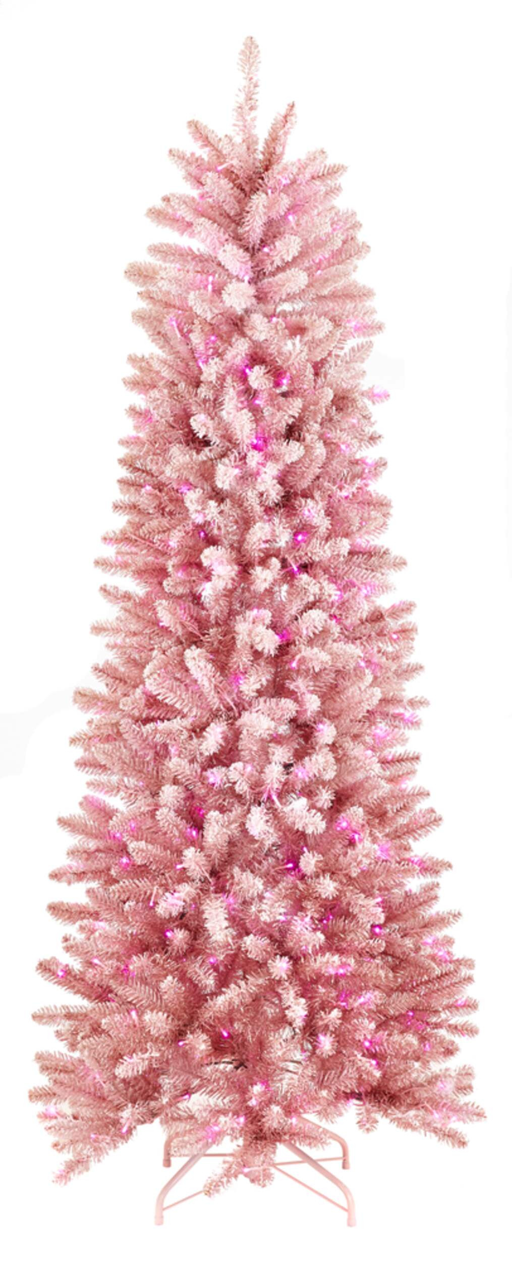 NOMA Pre-Lit Flocked Tinsel Christmas Tree, 400 LED Pink Lights, Pink, 6.5-ft | Canadian Tire