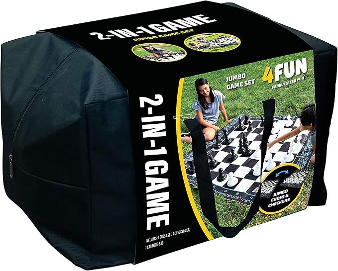 4Fun Jumbo Chess and Checkers Set | Giant Chess/Checkers Game | Outdoor Chess/Checkers | Outdoor ... | Amazon (US)