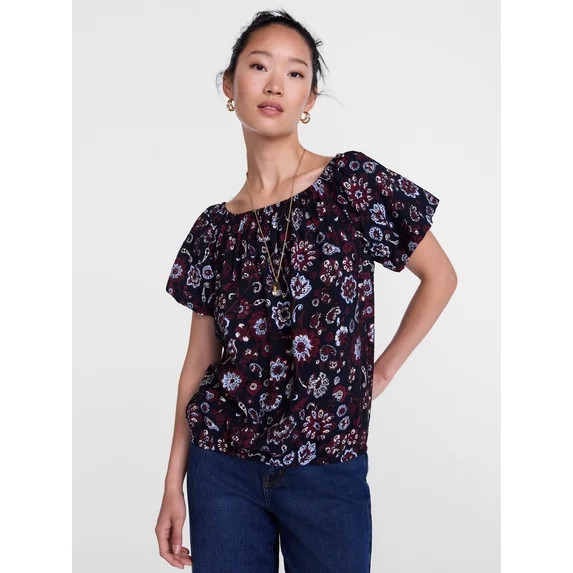 Scenario Women's Puff Sleeve Top, Sizes XS-XXXL | Walmart (US)