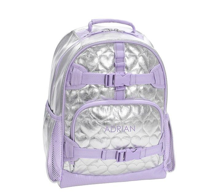 Mackenzie Silver Metallic Hearts Backpacks | Pottery Barn Kids