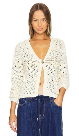 Open Knit Cardi in Birch | Revolve Clothing (Global)