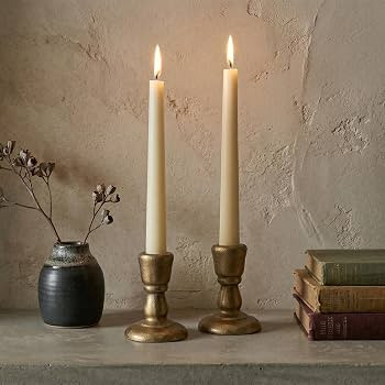 Cast Iron Candle Holders Antique Brass Iron Taper Candle Holders Set of 2, Decorative Metal Candl... | Amazon (US)