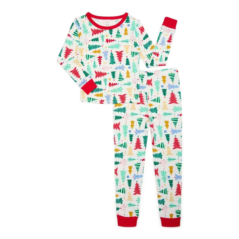 Holiday Time Kids Christmas Tree Pajama Set, 2-Piece, Sizes 6-12 | Walmart (US)