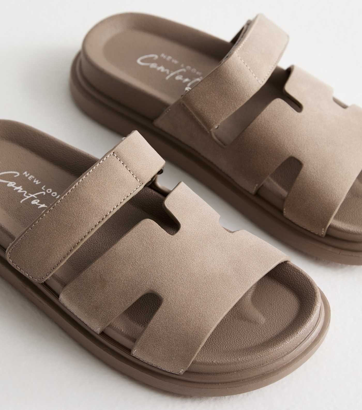 Mink Suedette Flat Sandals  | New Look | New Look (UK)