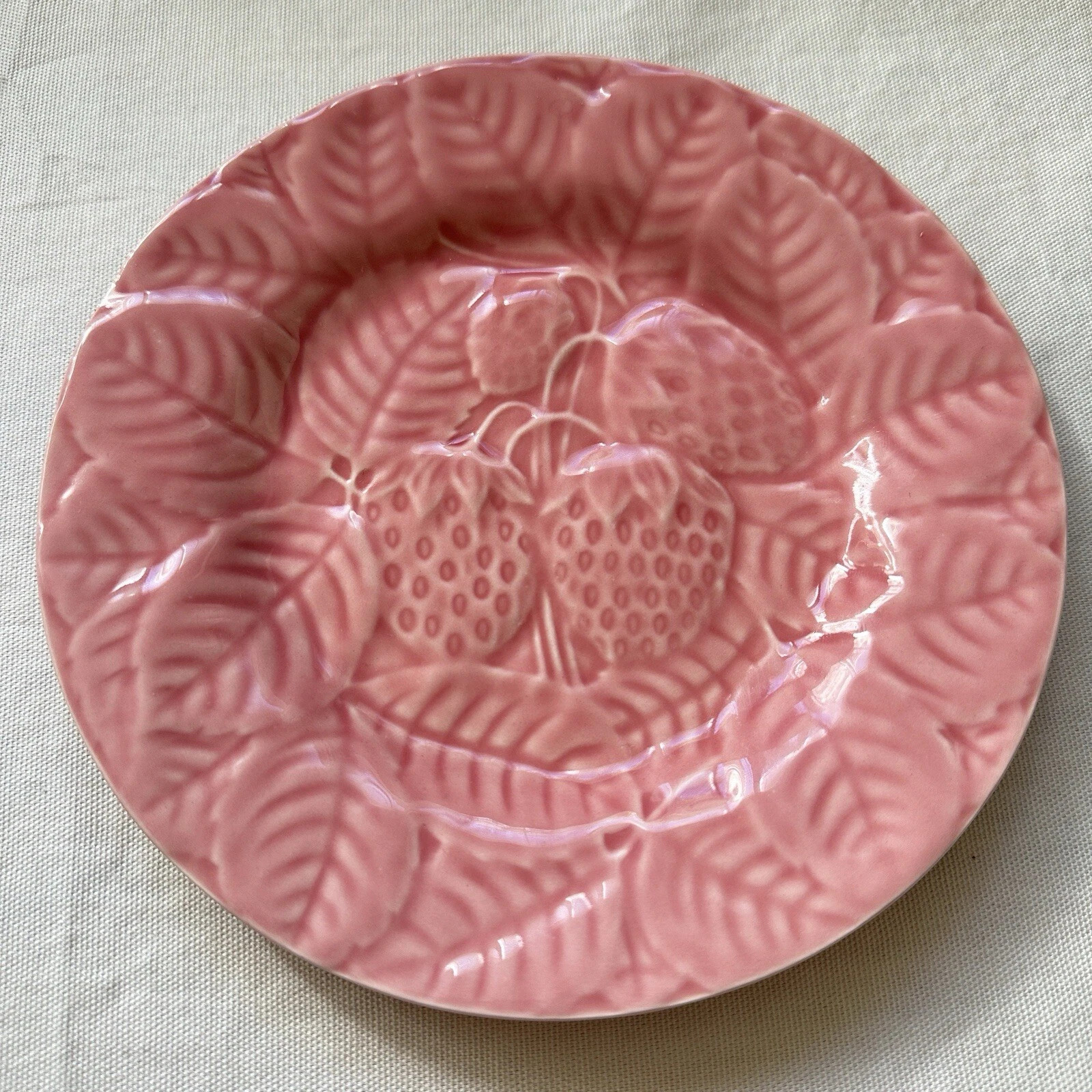 4 Vintage Bordallo Pinheiro Majolica Pink Salad Plates with Fruit Pattern 7.75” | eBay US
