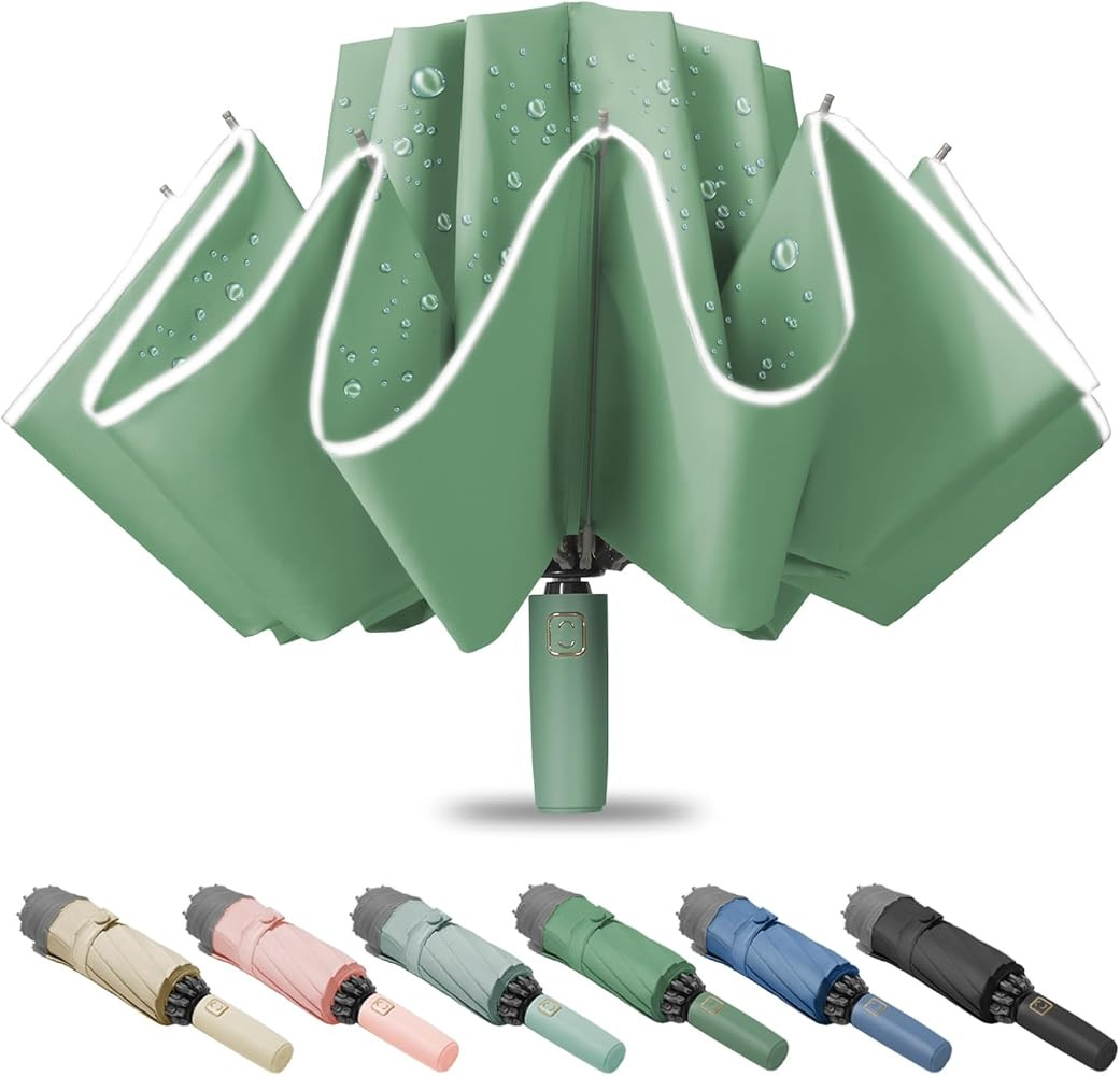 Fogkey Large Windproof Travel Umbrella, Portable Reverse Folding Car Umbrella, Compact Inverted D... | Amazon (US)