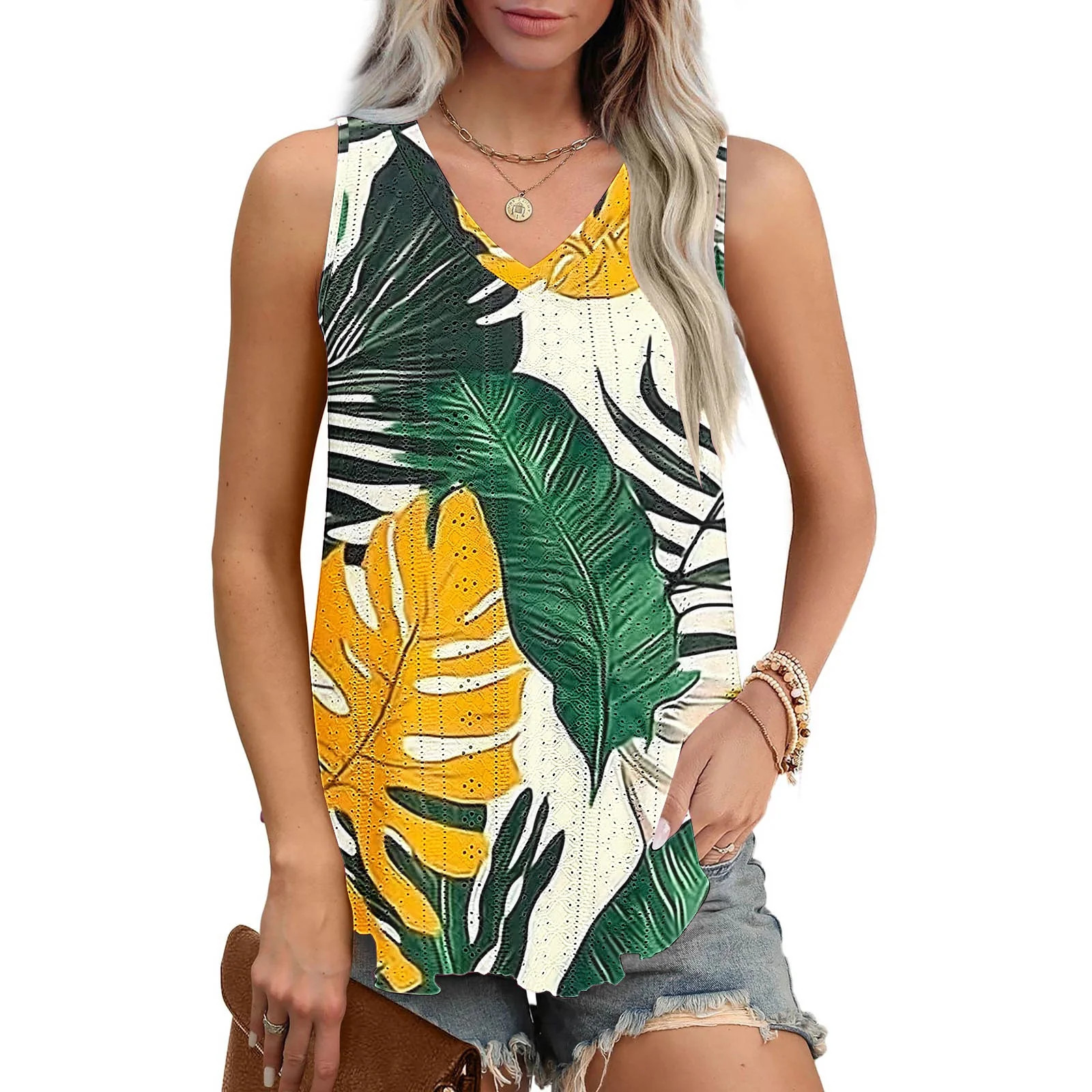 XWSHYW Sleeveless Tops for Women Summer Floral Print V-Neck Camisole Blouses Leisure Loose Fit Sl... | Walmart (US)