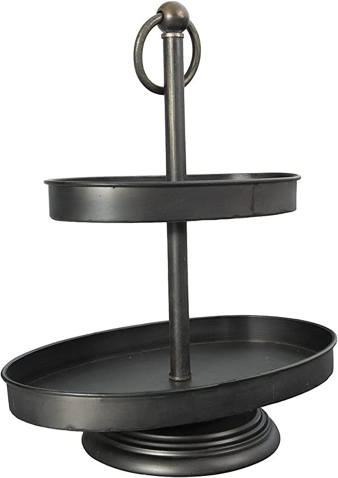 Creative Co-op EC0231 Metal 2-Tier Tray Decorative Accents, Black | Amazon (US)