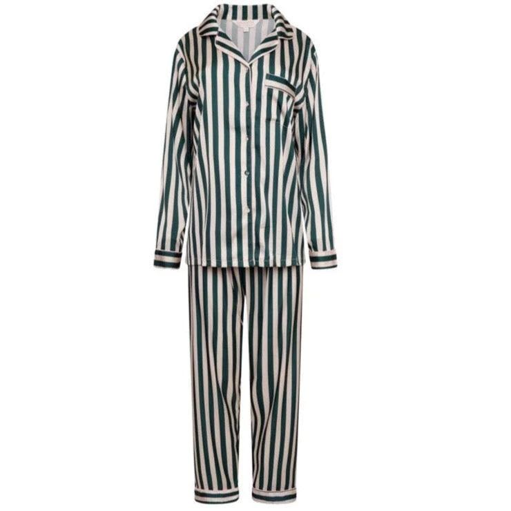 Satin Stripe Pyjama Set- Pink/Green | The NAP Co
