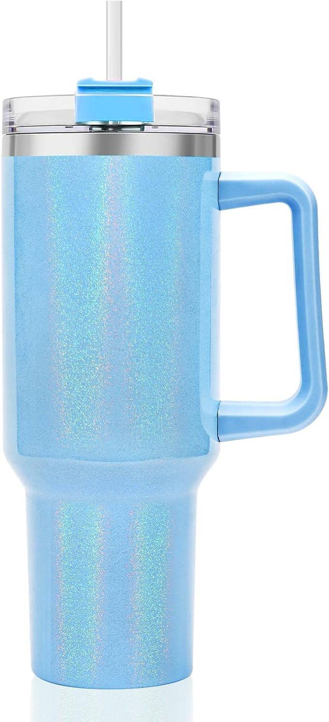 40 oz Tumbler with Handle and Straw Lid, Vacuum Insulated Leak Proof Double Walled Stainless Stee... | Amazon (US)