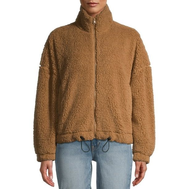 No Boundaries Juniors Full Zip Faux Sherpa Jacket | Walmart (US)