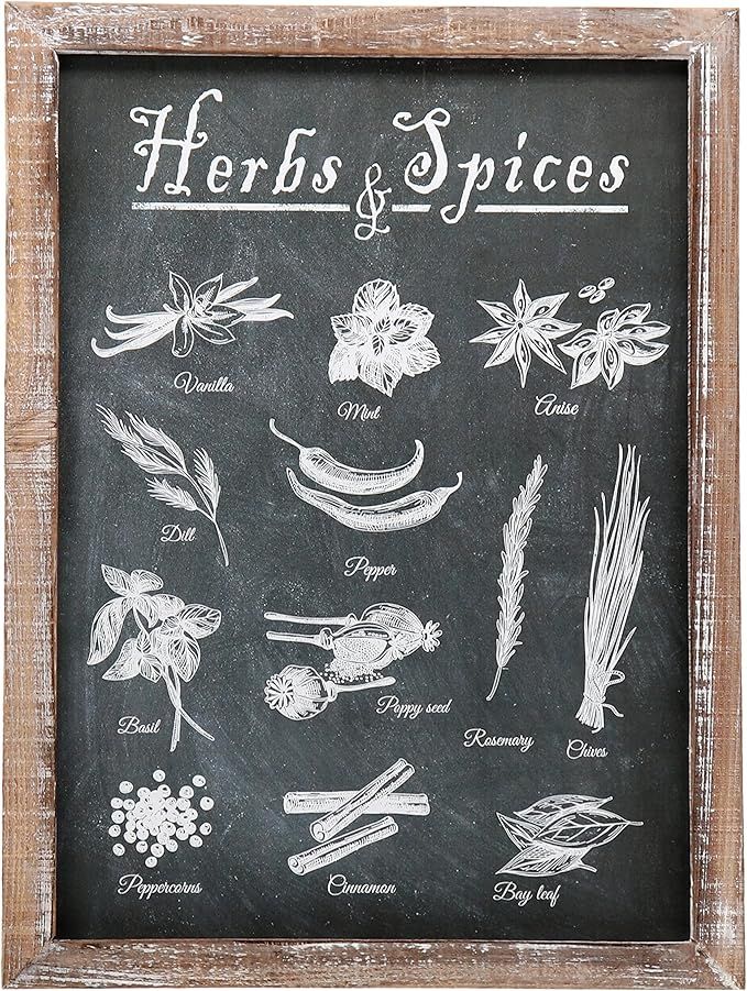 Barnyard Designs Vintage Herb and Spices Chalkboard Art Wood Framed Plaques, Primitive Country Fa... | Amazon (US)