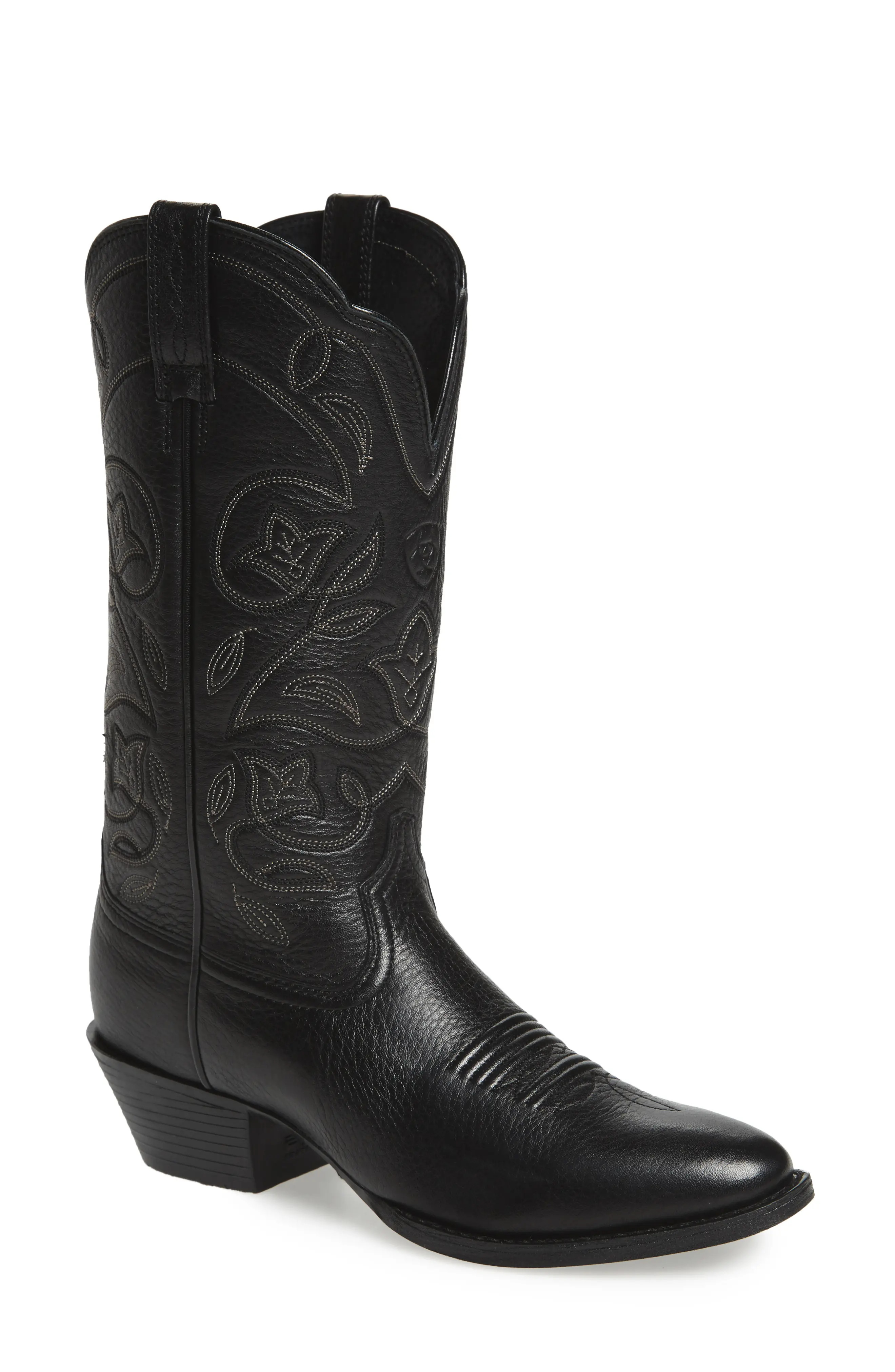 Ariat Heritage Western R-Toe Boot in Black Leather at Nordstrom, Size 6 | Nordstrom