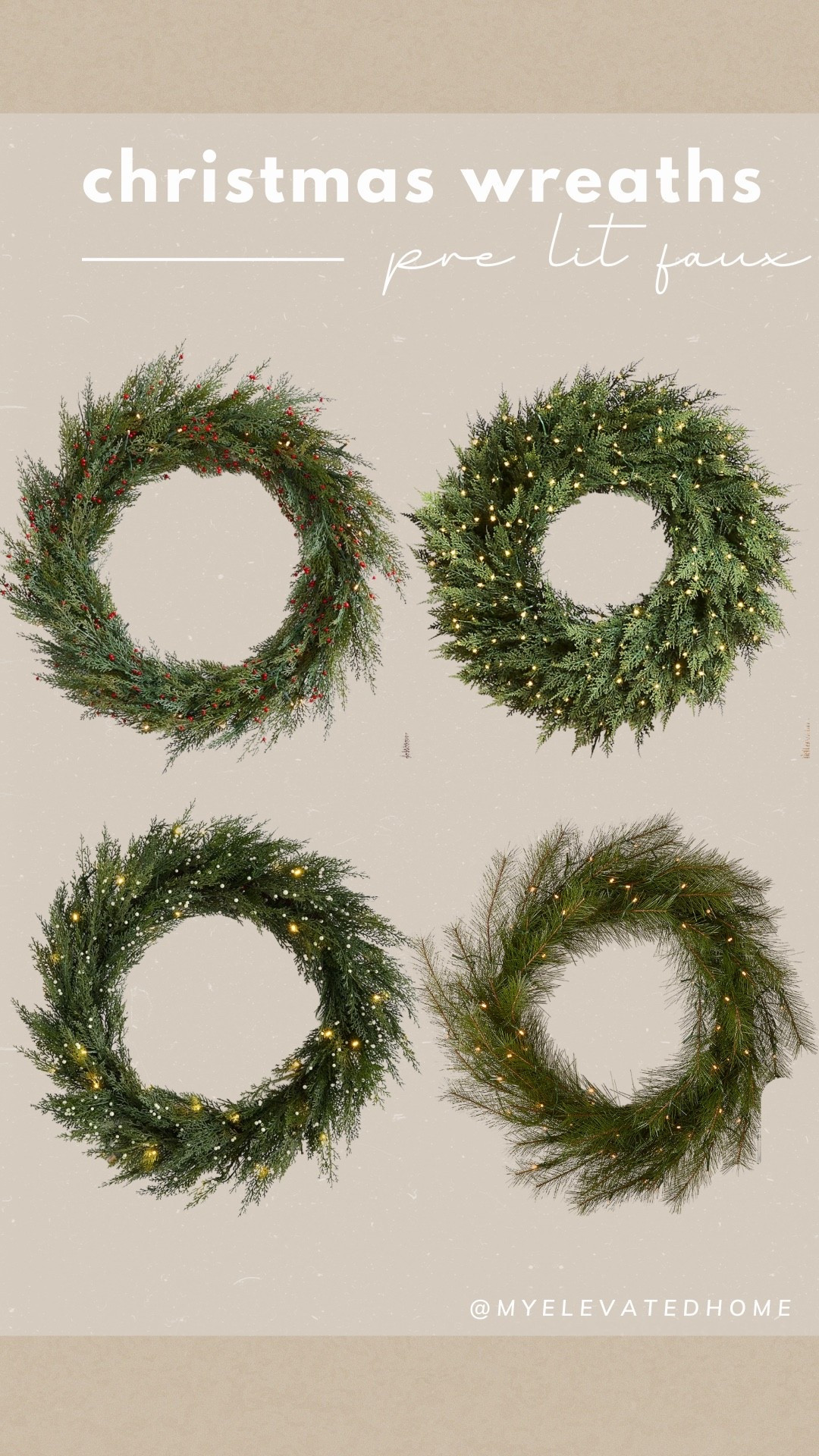 There’s something about a simple, pre-lit faux wreath that just feels timeless ✨

I love wreaths that are natural without all the extra ornaments, bows or glitter. These give that minimal, classic Christmas look while still feeling elevated.

I narrowed it down to four that I love. I purchased the CB2 wreath simply because I needed 36” but I think the Pottery Barn ones are my fav 😍

#LTKHoliday #LTKHome
