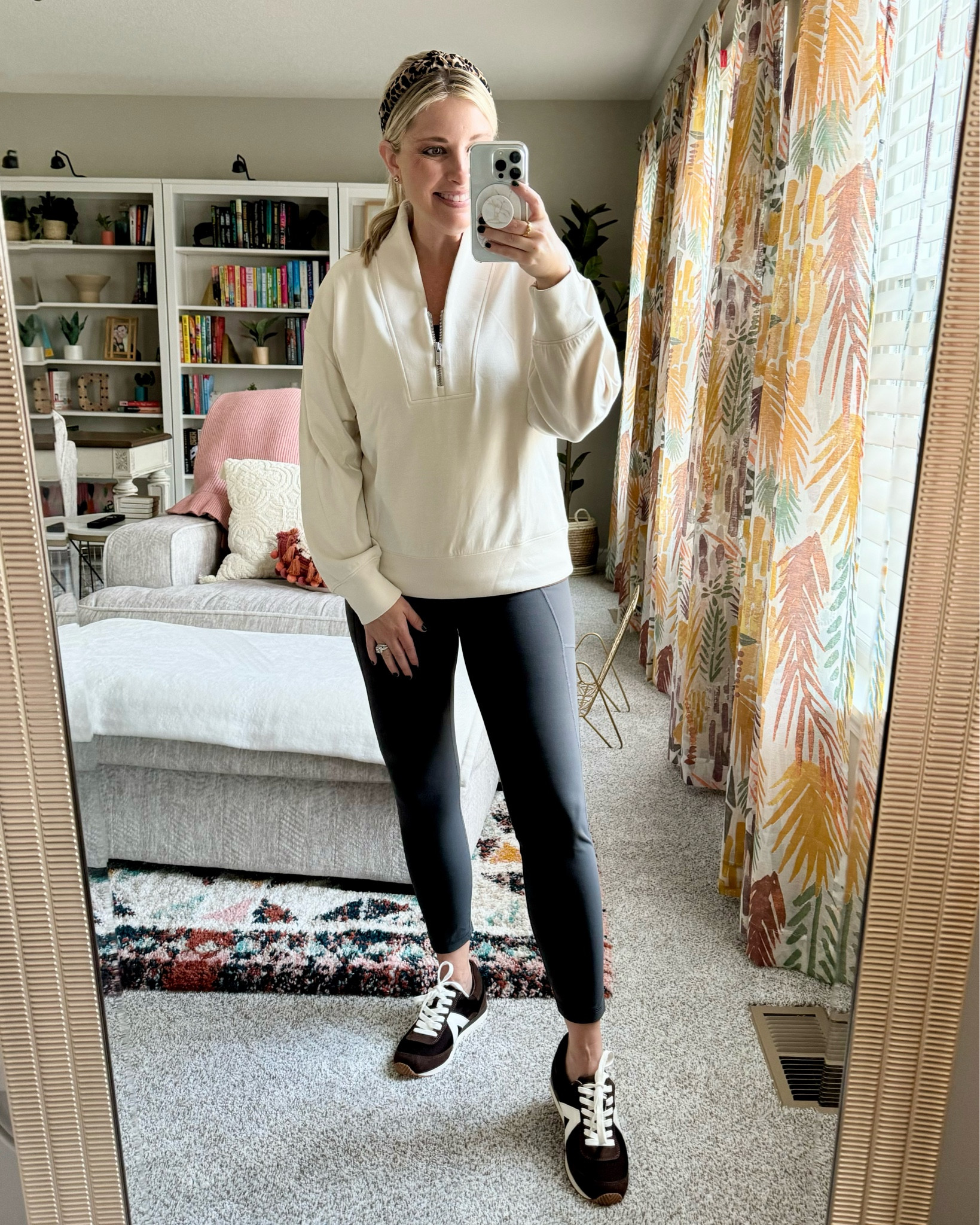 WFH #ootd // My sweater is 17 weeks bump friendly 🩷 linked both the maternity and non-maternity version of my leggings!

#LTKOver40 #LTKBump