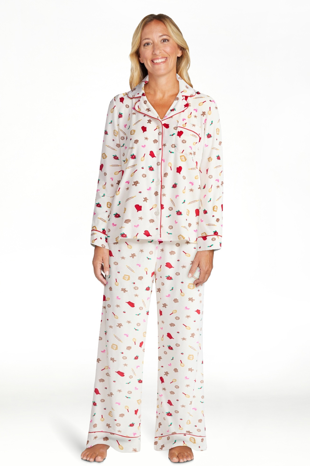 Joyspun Women’s Stretch Velour Notch Collar Long Sleeve Pajama Set, Sizes XS to 4X | Walmart (US)