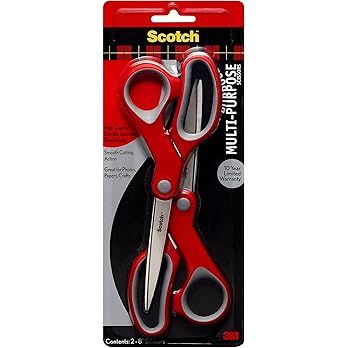 Scotch 8" Multi-Purpose Scissors, 2-Pack, Great for Everyday Use (1428-2) | Amazon (US)