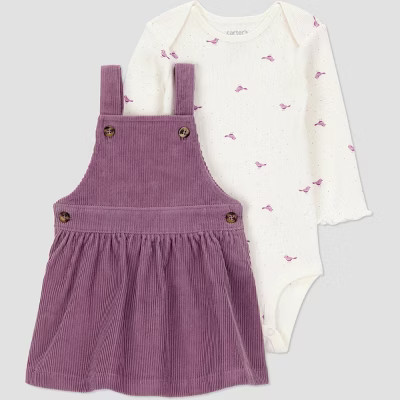 Carter's Just One You® Baby Girls' 2pc Overalls Dress Set - Plum | Target