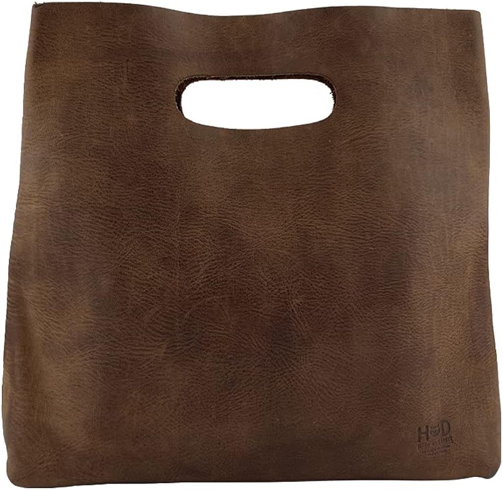 Hide & Drink, Minimalist Handbag for Women, Tote Bag, Rustic Purse, Full Grain Leather and Sheeps... | Amazon (US)