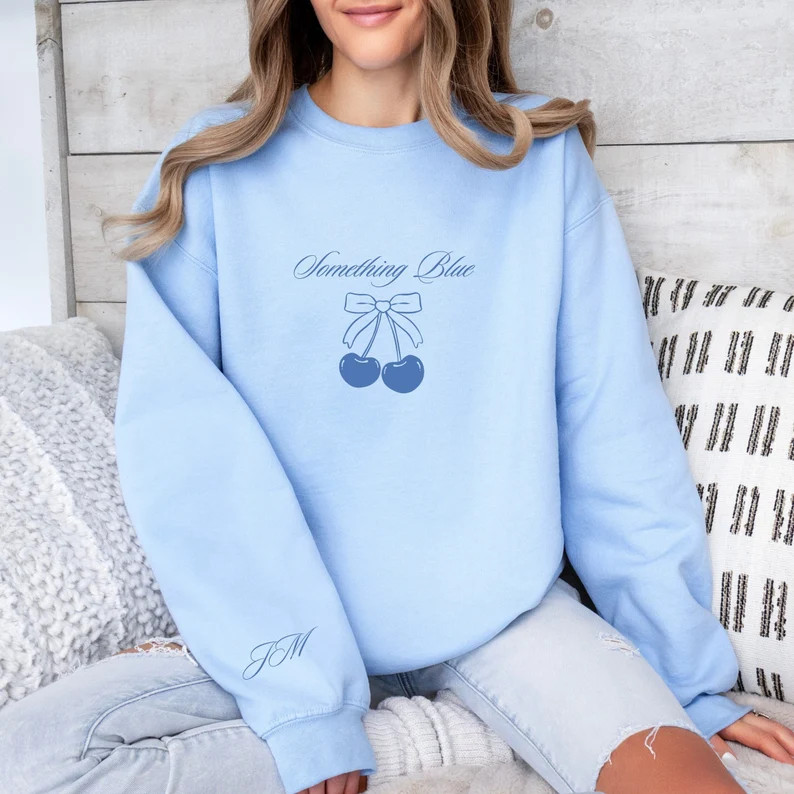 Personalized Something Blue Crew Bridesmaid Proposal Sweatshirt Dusty Blue Theme Bridal Shower Gi... | Etsy (US)