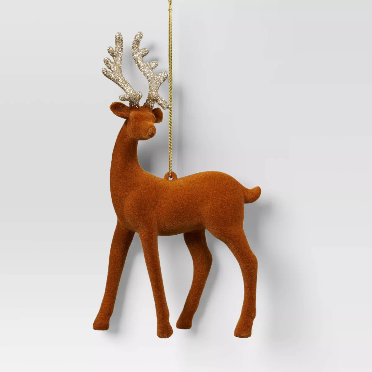 5.9" Christmas Flocked Deer with Glitter Antler Ornament Tan - Wondershop™ | Target