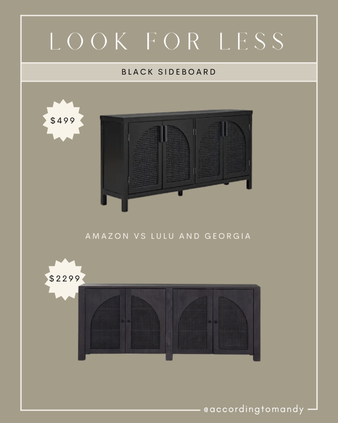 Look for less: Black sideboard 

Dupe, Amazon, Lulu and Georgia 

#LTKFind #LTKhome #LTKsalealert