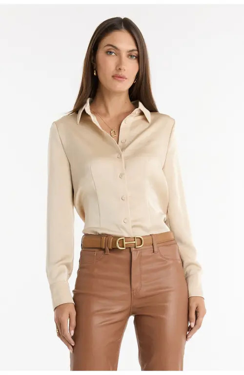 The Noli Shop Paulina Silk Blouse in Gold at Nordstrom, Size Small | Nordstrom