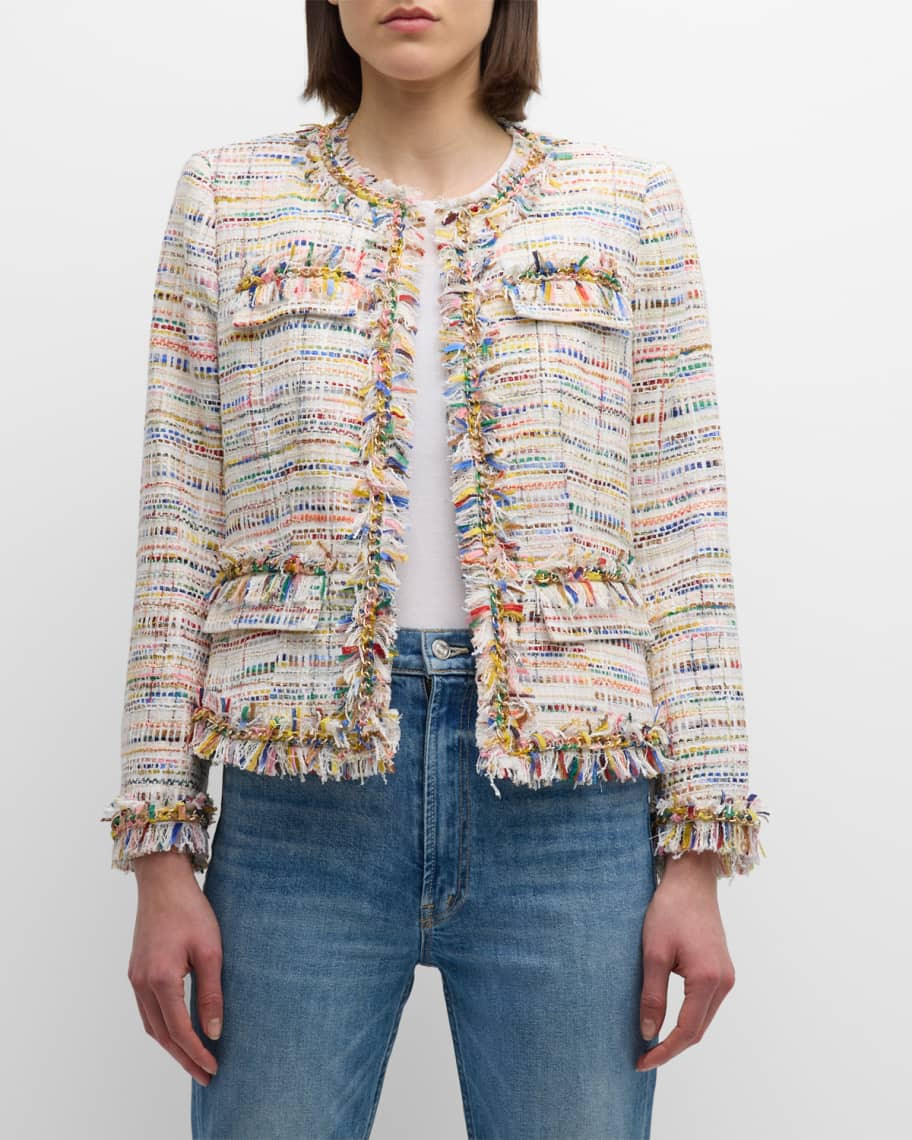 Kobi Halperin Devyn Fringe-Trim Tweed Jacket | Neiman Marcus