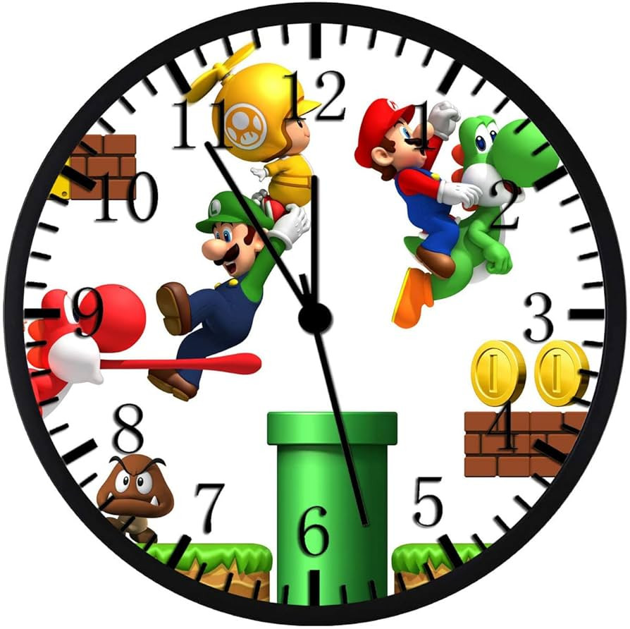 12 Inch Mario Luigi Wall Clock Non-Ticking Silent Battery Operated Wall Decor for Home/Office/Sch... | Amazon (US)