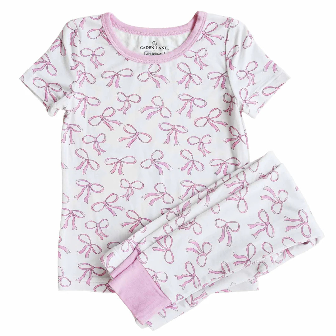 Blushing Bows Two Piece Pajama Set | Caden Lane